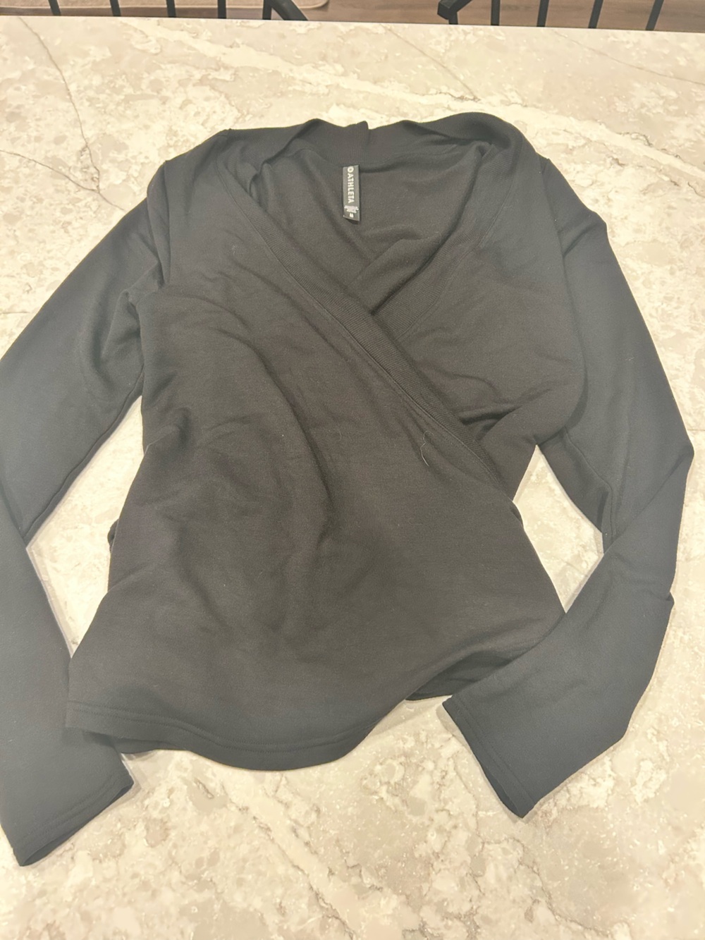 Athleta Black Wrap-Style Long Sleeve Top